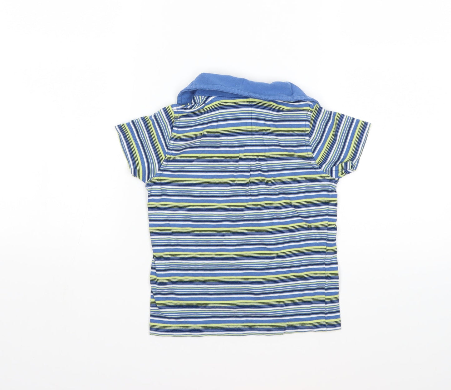 Preworn Boys Blue Striped  Basic Polo Size 2-3 Years