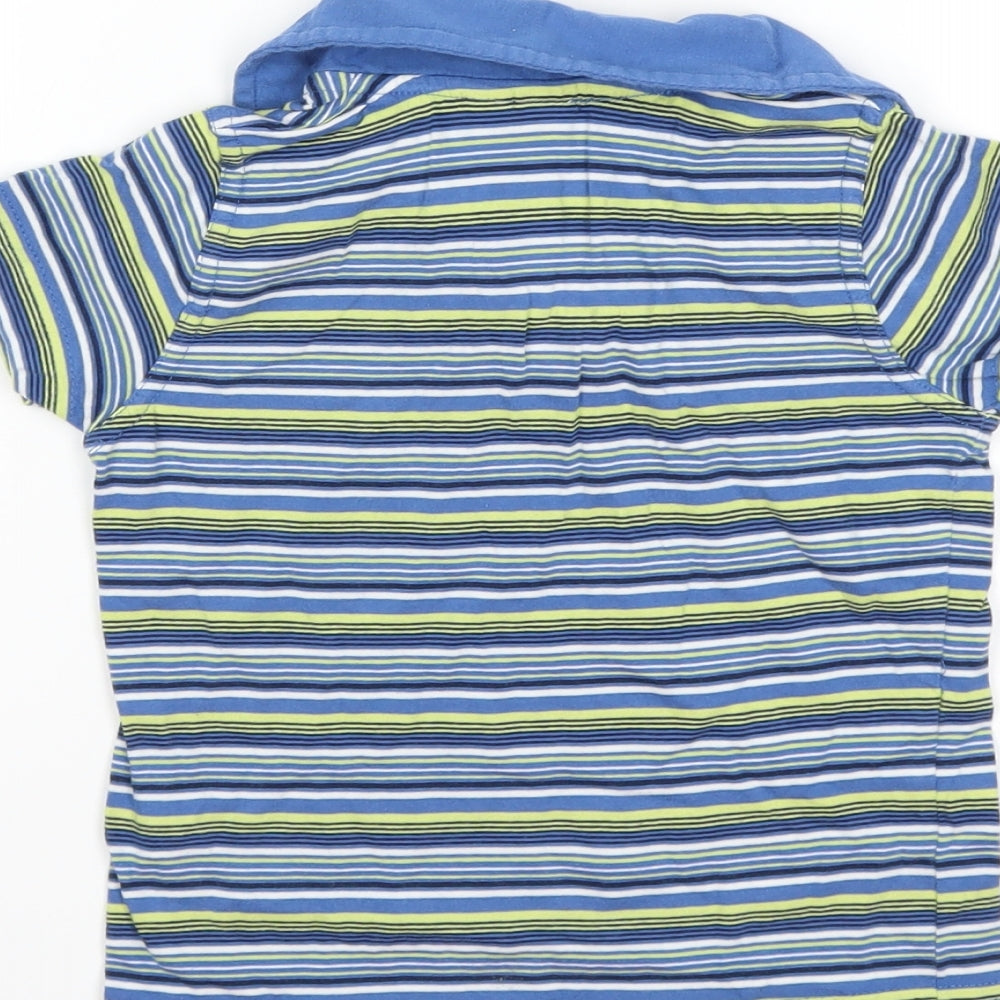 Preworn Boys Blue Striped  Basic Polo Size 2-3 Years