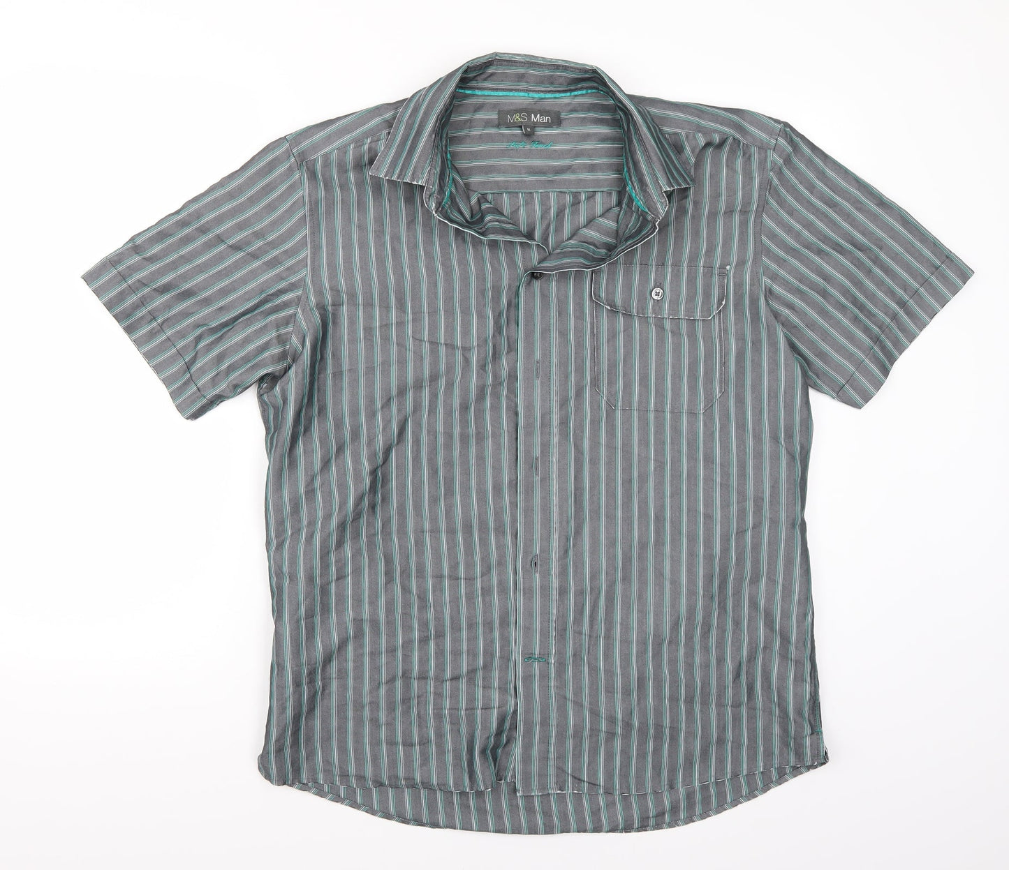 Marks and Spencer Mens Grey    Button-Up Size M