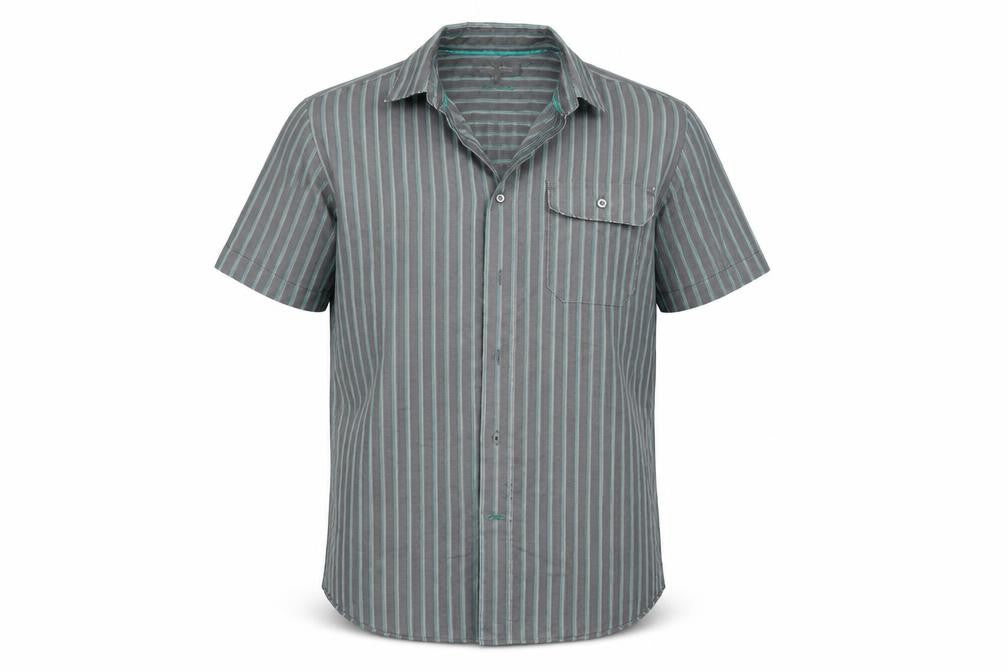 Front view of Marks & Spencer men’s grey button-up, size M