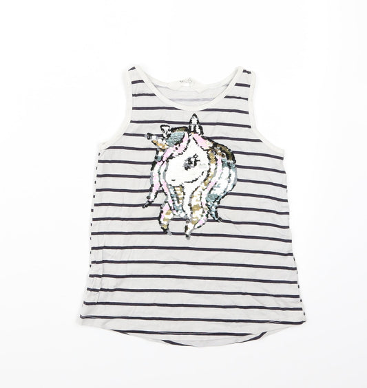 H&M Girls White Striped  Basic Tank Size 5 Years