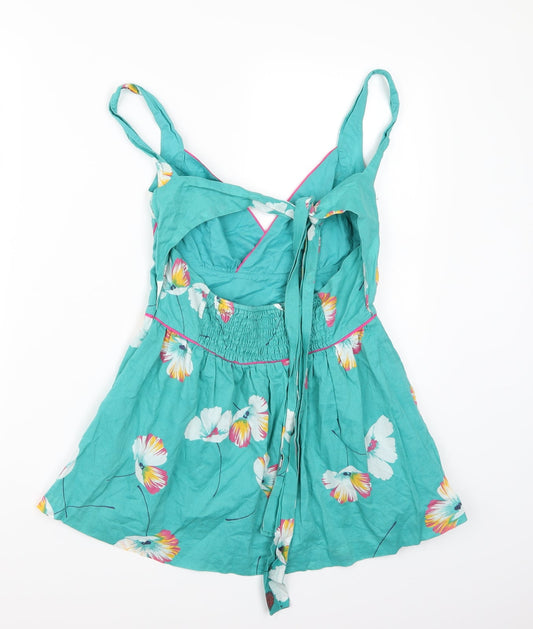 Full Circle Womens Green Floral  Basic Blouse Size 12