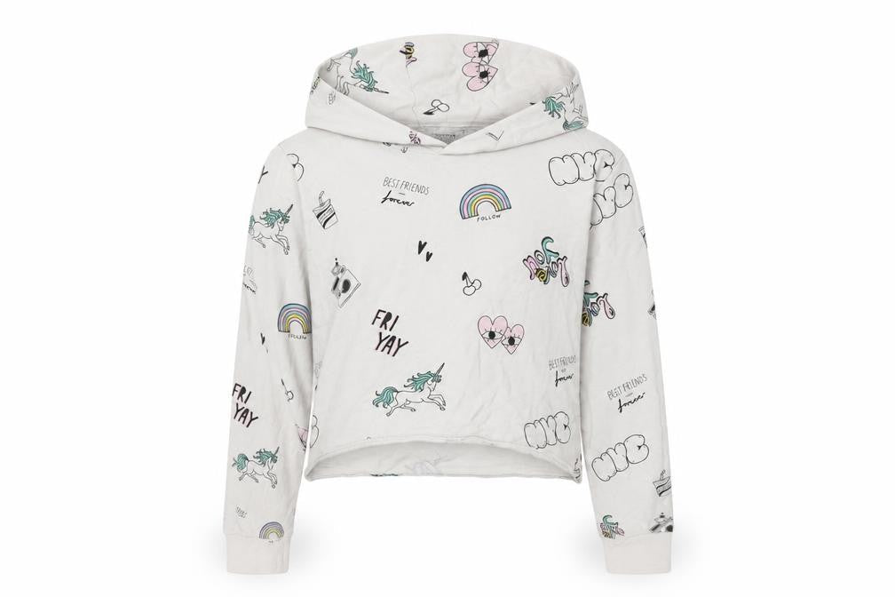 Front view of H&M girls’ white pullover hoodie, size 11, years