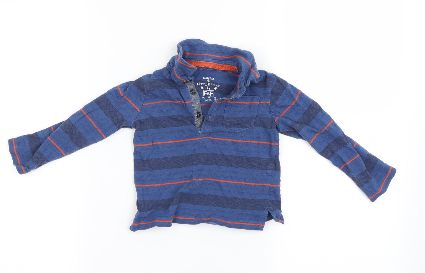 F&F Boys Blue Striped  Basic Polo Size 12-18 Months