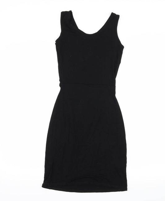 Boohoo Womens Black  Jersey Bodycon  Size 10  - Cut out front