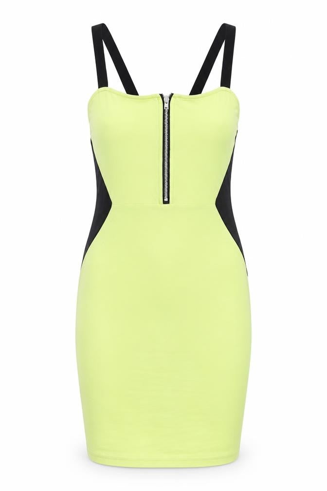 Front view of Divided by H&M women’s green jersey bodycon, size UK 10