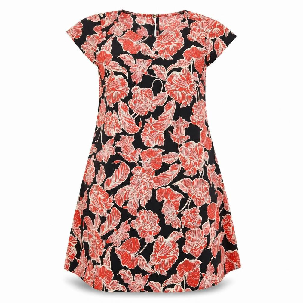 Front view of Atmosphere women’s black floral a-line, size UK 6