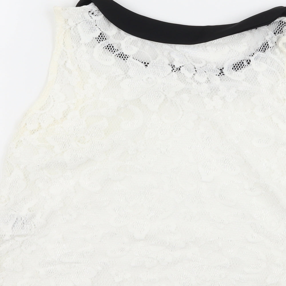 Jennyfer Womens White  Lace Basic Tank Size S