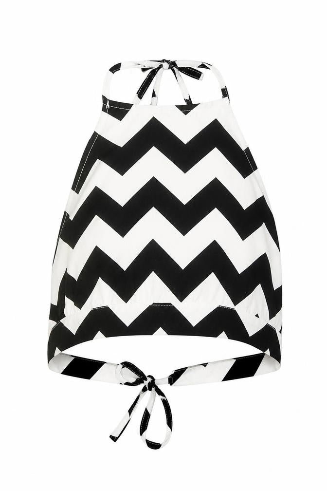 Front view of Preworn women’s black cropped blouse, size S
