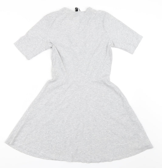 H&M Womens Grey   Skater Dress  Size 34