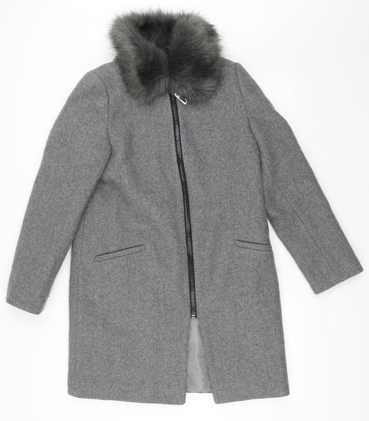 Preworn Womens Grey   Overcoat Coat Size 38