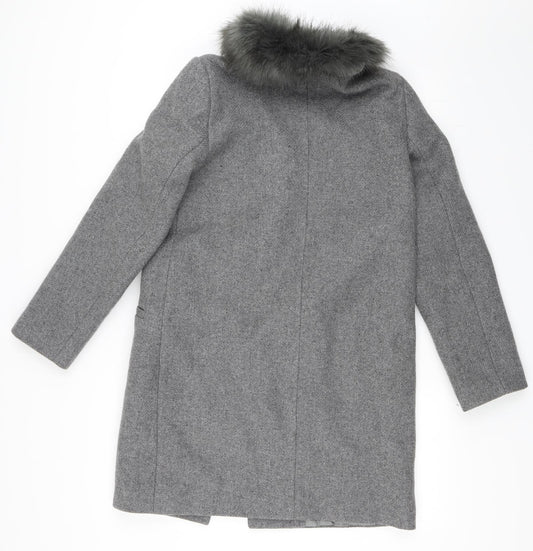 Preworn Womens Grey   Overcoat Coat Size 38