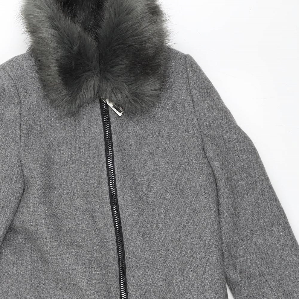 Preworn Womens Grey   Overcoat Coat Size 38