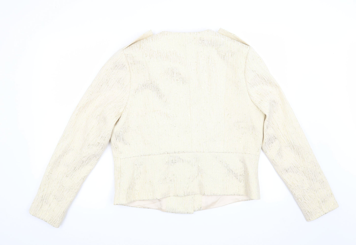 Definitions Womens Beige Geometric  Jacket Blazer Size 16