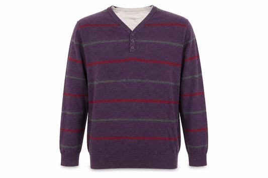 Atlantic Bay Mens Purple Striped  Pullover Jumper Size XL