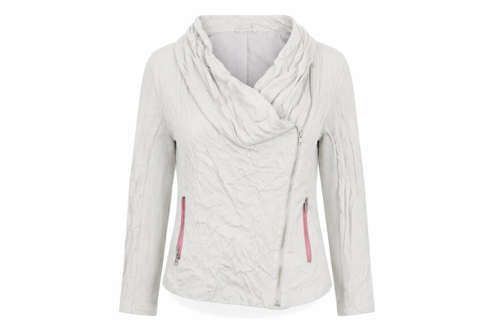 Front view of New Look women’s beige jacket, size UK 12