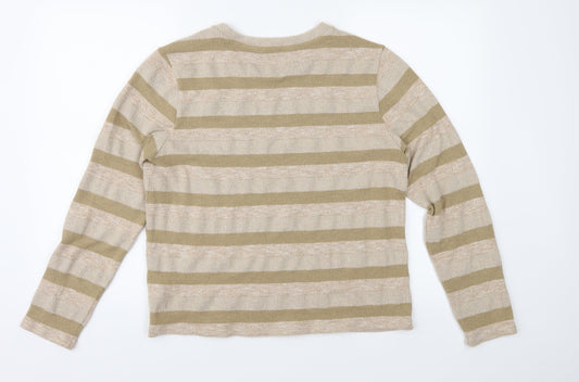 Marks and Spencer Womens Brown Striped Knit Pullover Jumper Size 18