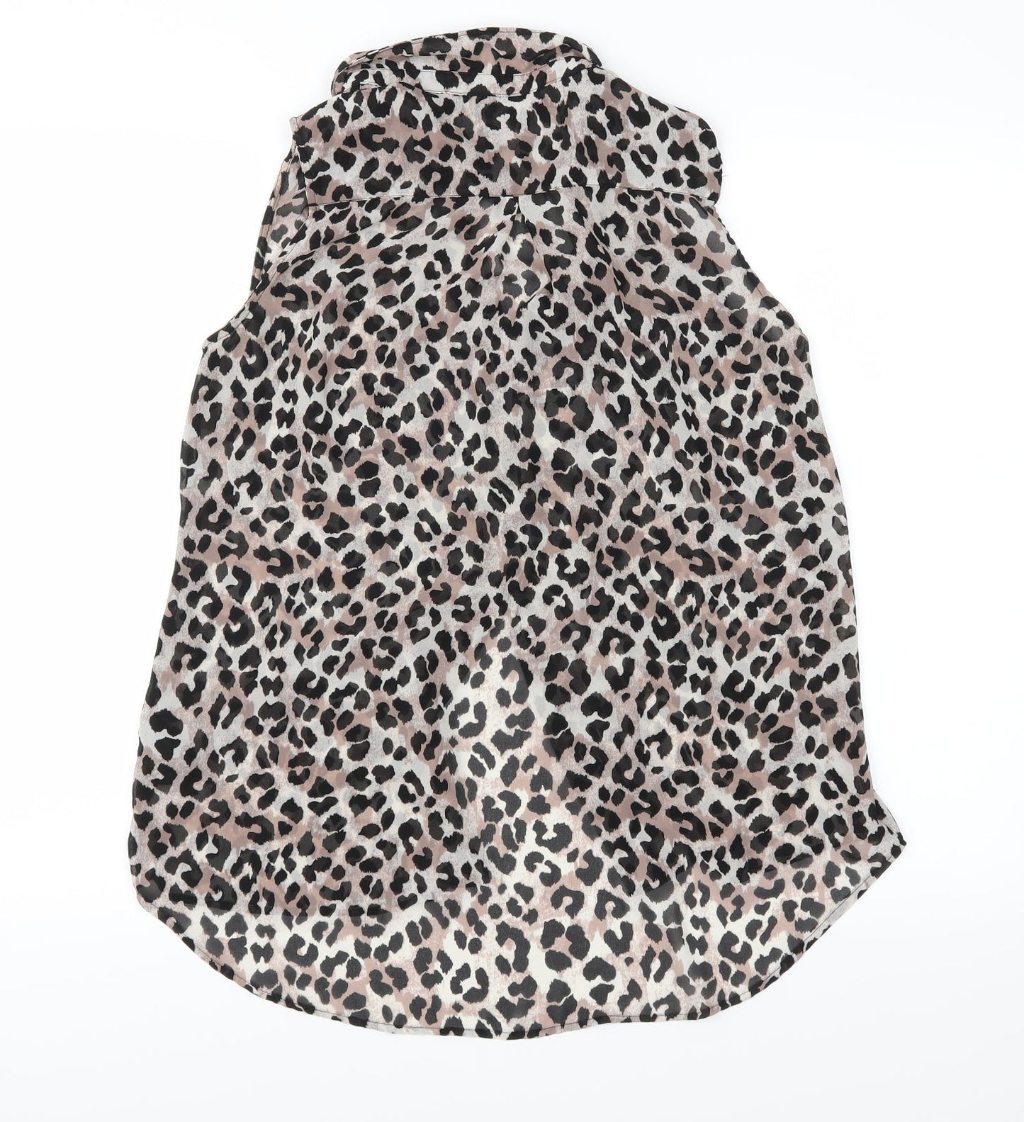 H&M Womens Brown Animal Print Chiffon Basic Blouse Size 8