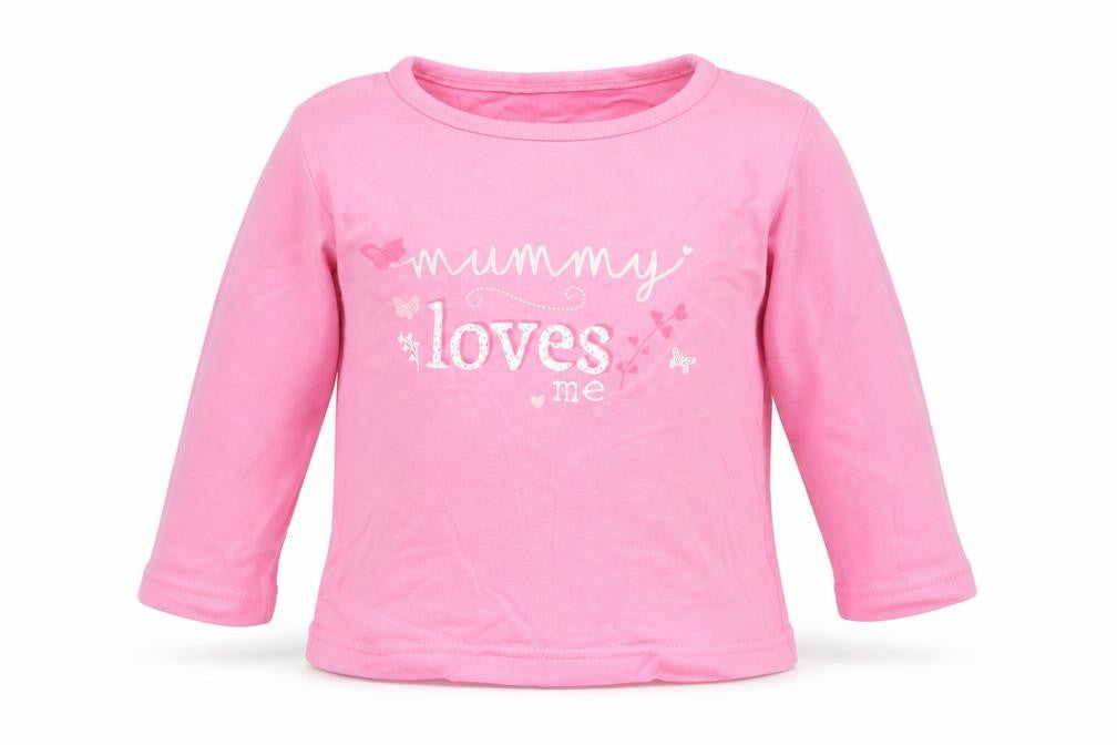 Front view of George girls’ pink basic t-shirt, size 9-12, months