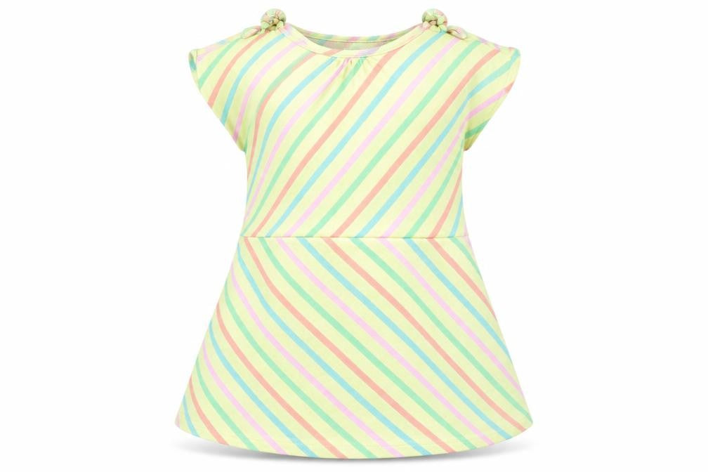 Front view of Gap girls’ yellow striped a-line, size 3, years