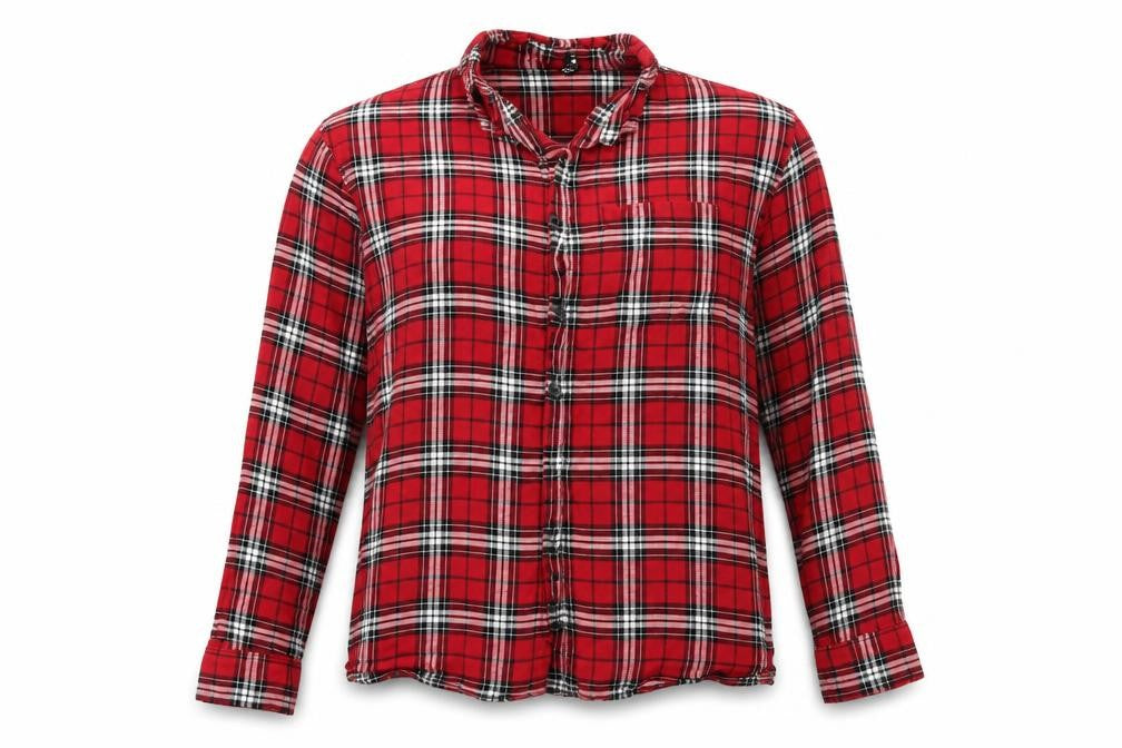 Divided by H&M Womens Red Check  Kimono Button-Up Size 14