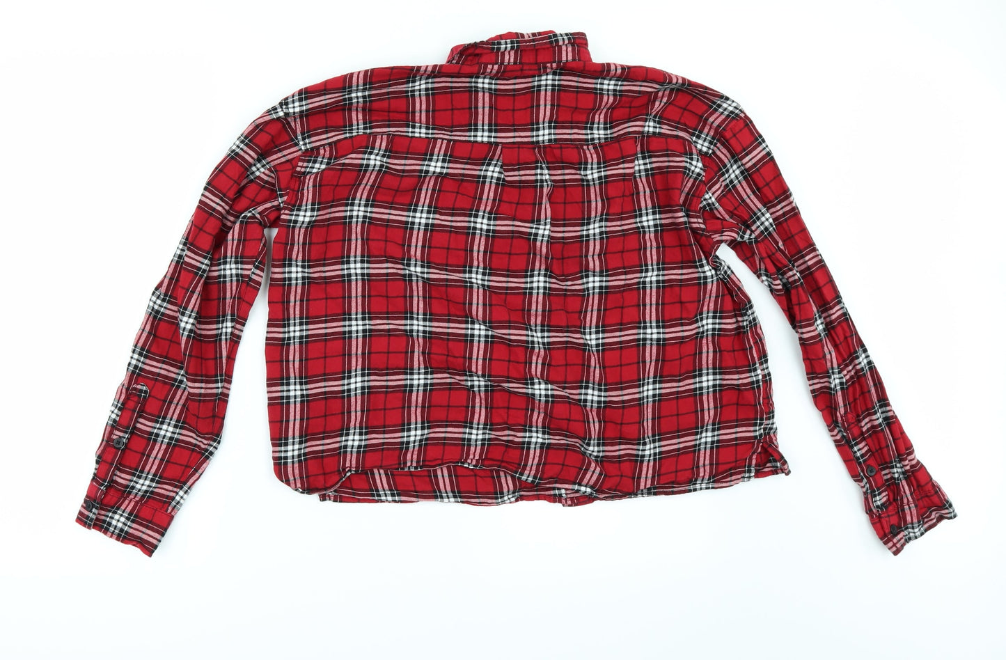 Divided by H&M Womens Red Check  Kimono Button-Up Size 14