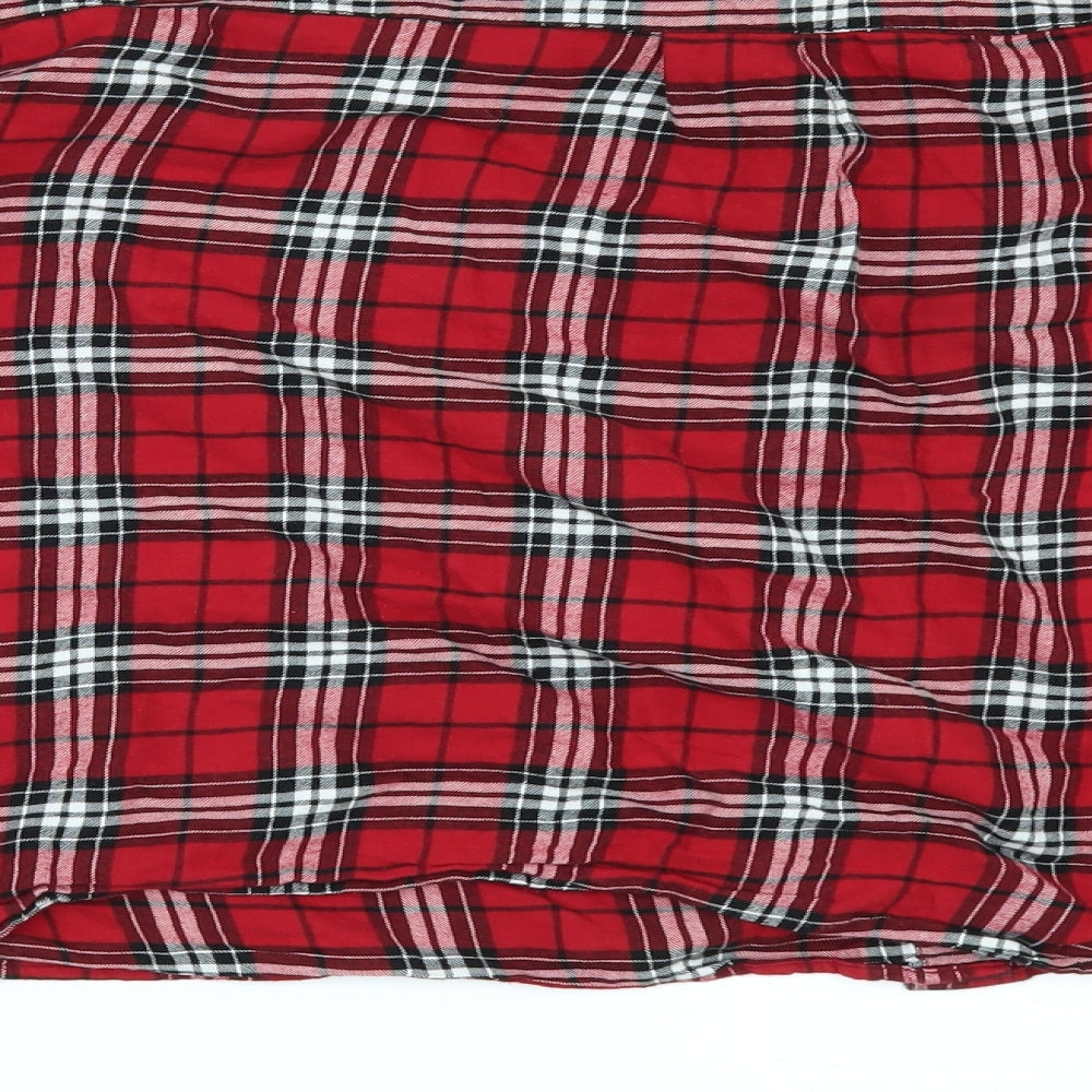 Divided by H&M Womens Red Check  Kimono Button-Up Size 14