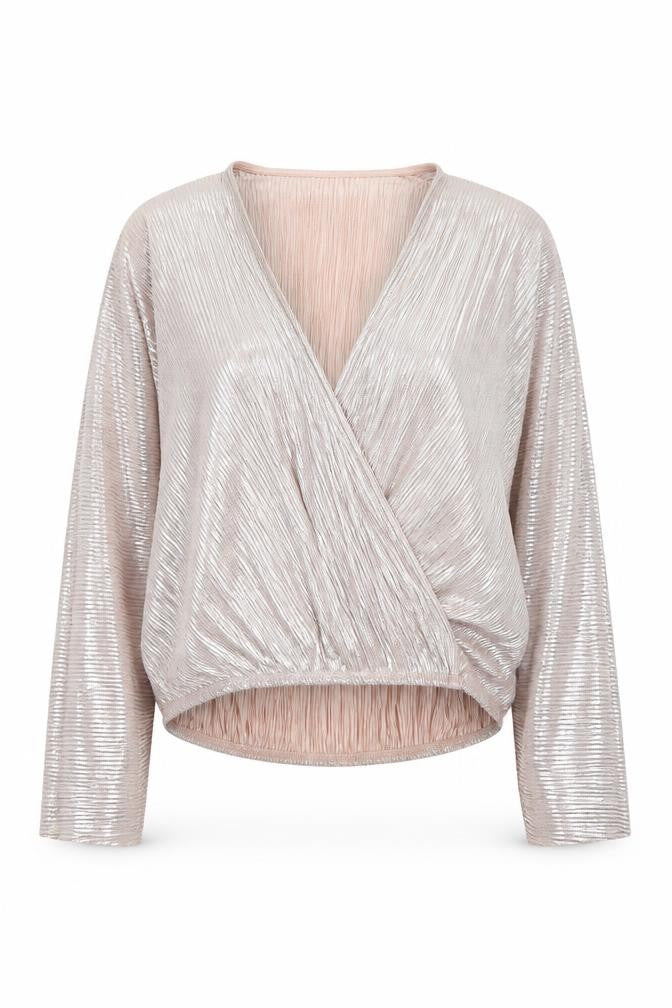 Front view of ASOS women’s gold tunic blouse, size UK 2