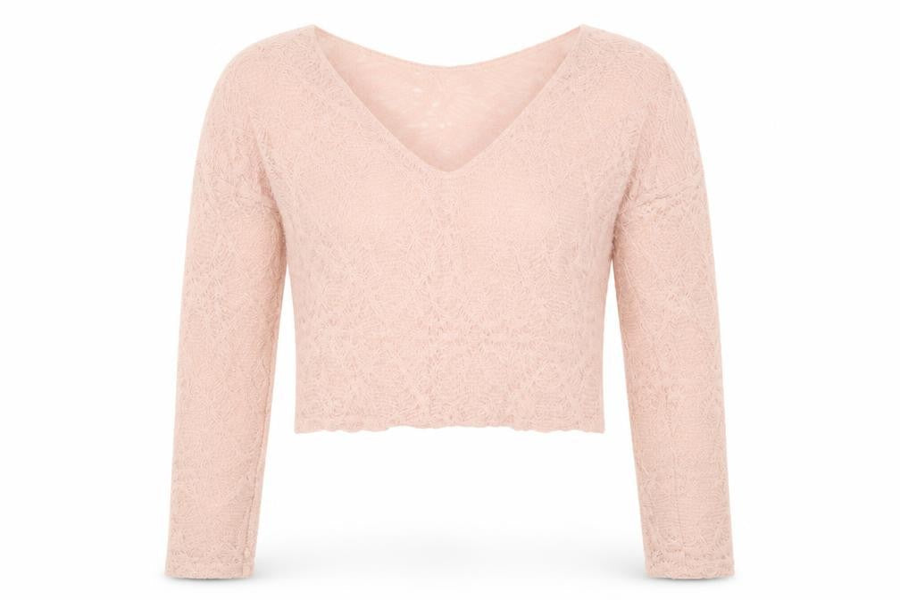 Front view of Miss Selfridge women’s pink jumper, size UK 4