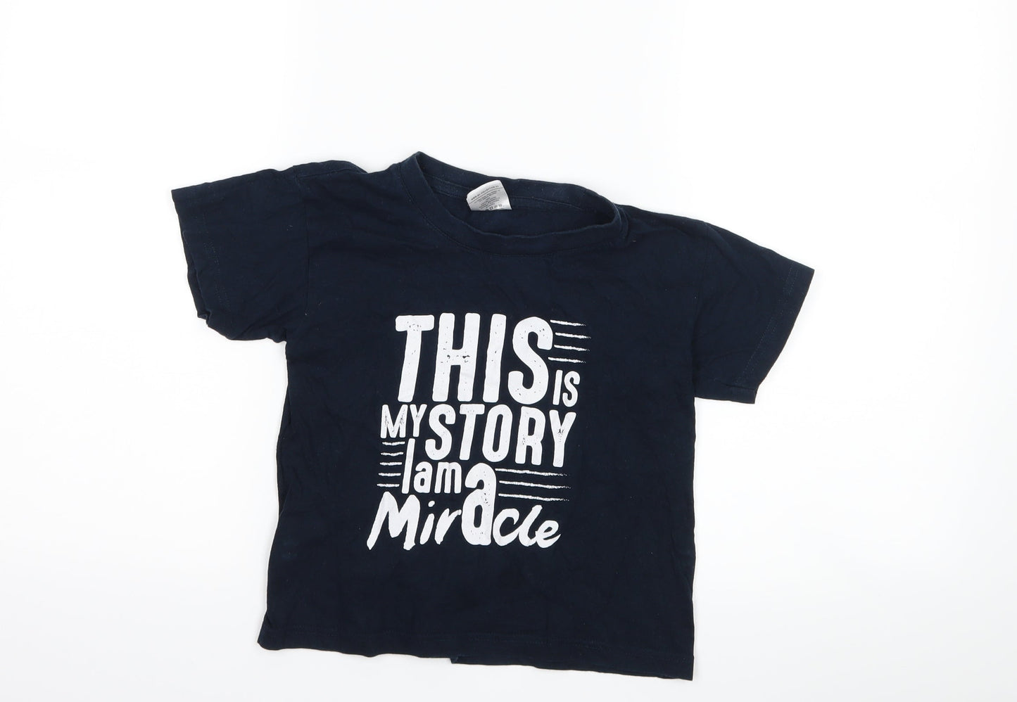B&C collection Boys Blue   Basic T-Shirt Size 11-12 Years  - slogan