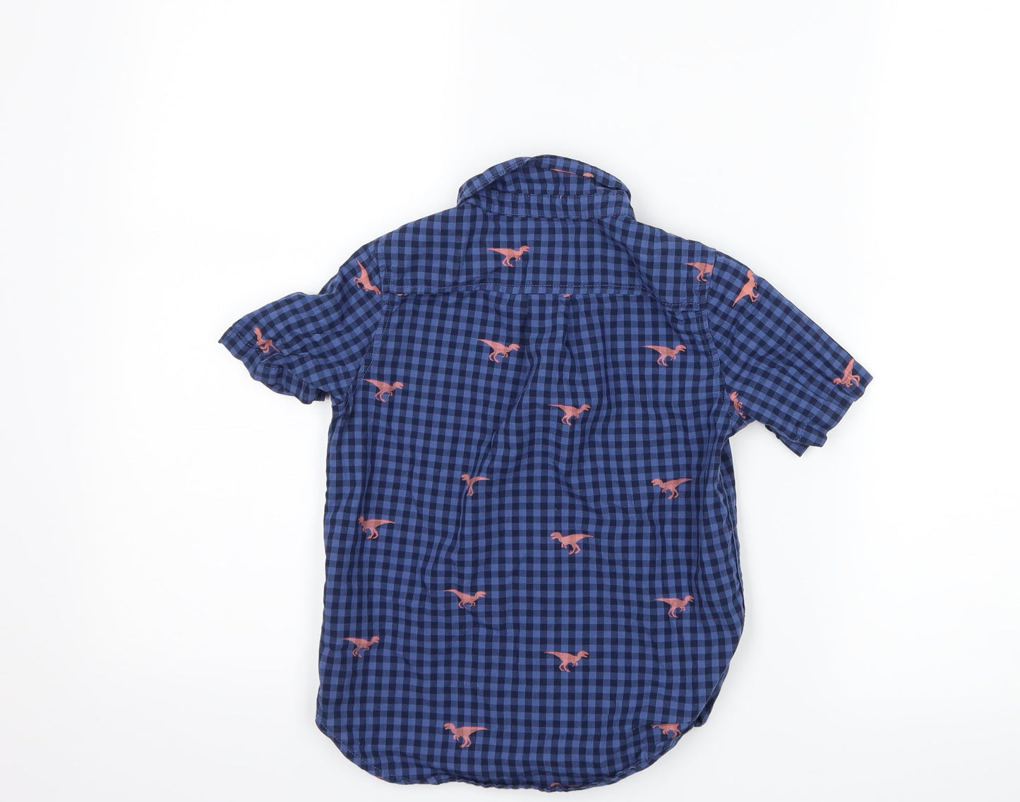 Gap Boys Blue Check  Basic Button-Up Size 4 Years  - DInosaur