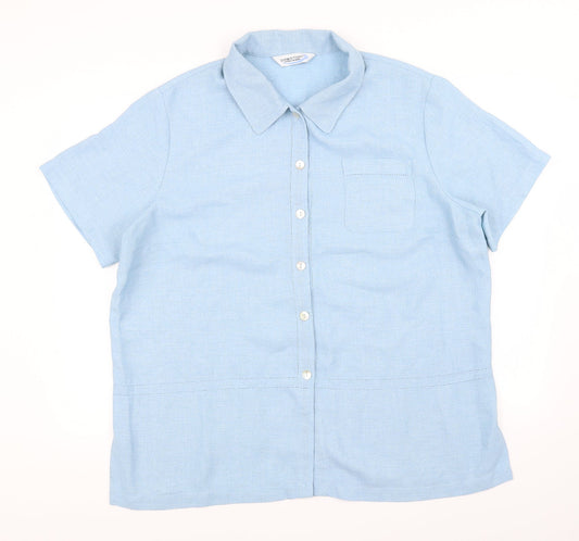 Direction Womens Blue Houndstooth  Basic Button-Up Size 22