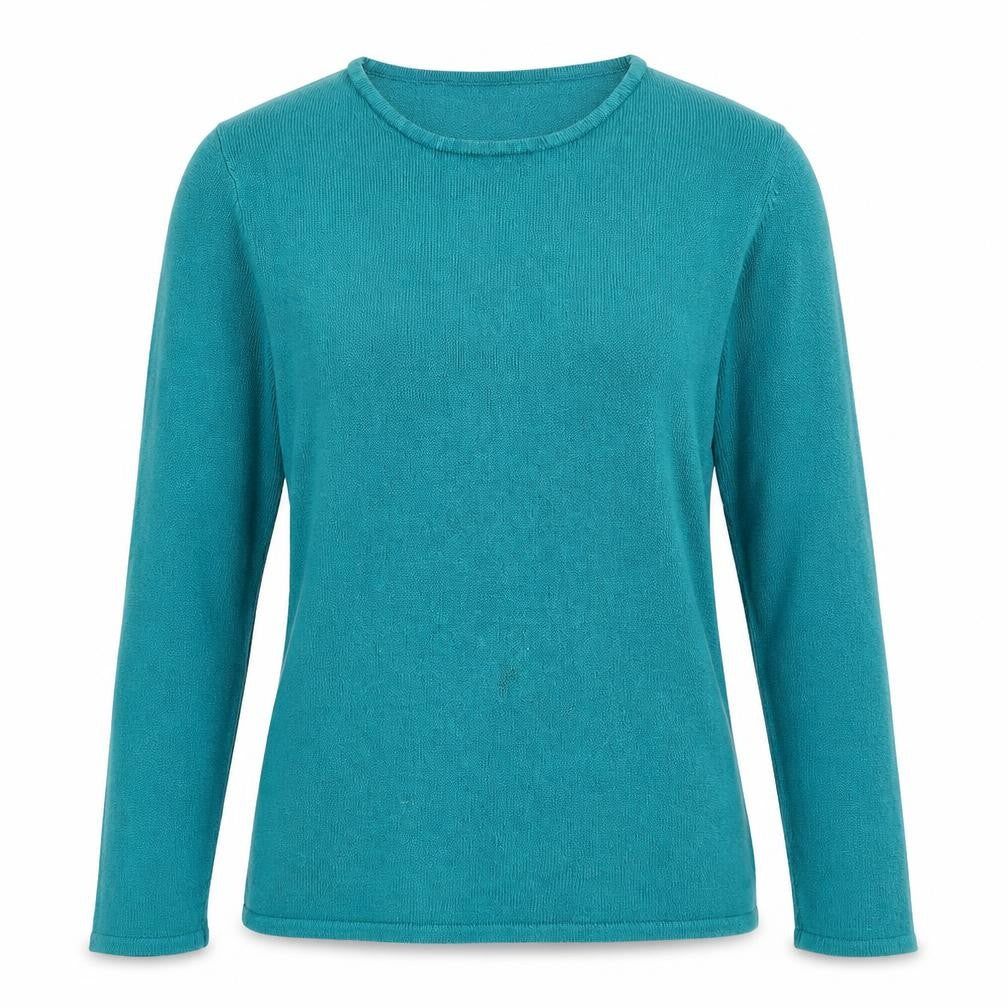 Front view of Bonmarché women’s blue jumper, size M