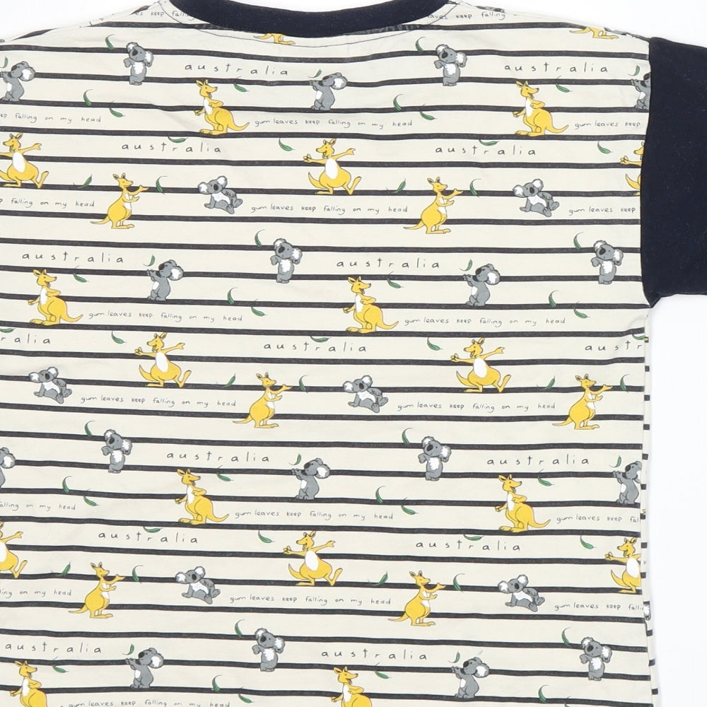Australian Grown Boys Blue Striped  Basic T-Shirt Size 6 Years