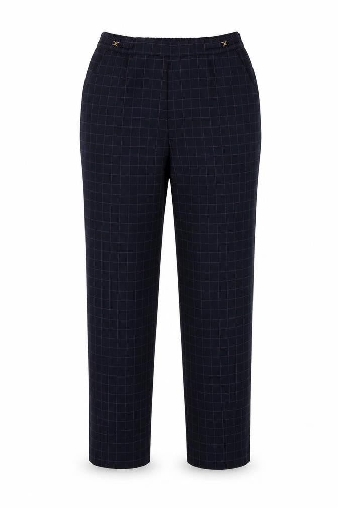 Marks and Spencer Womens Blue Plaid  Trousers  Size 12 L26 in