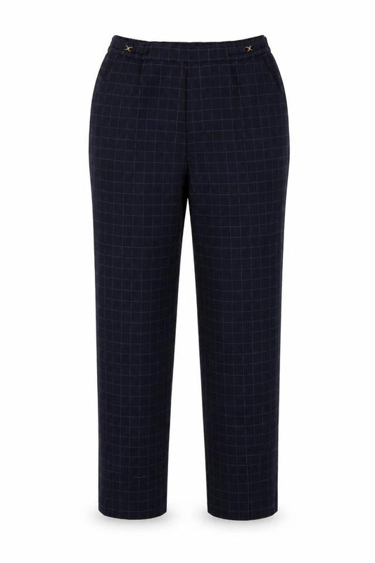 Marks and Spencer Womens Blue Plaid  Trousers  Size 12 L26 in