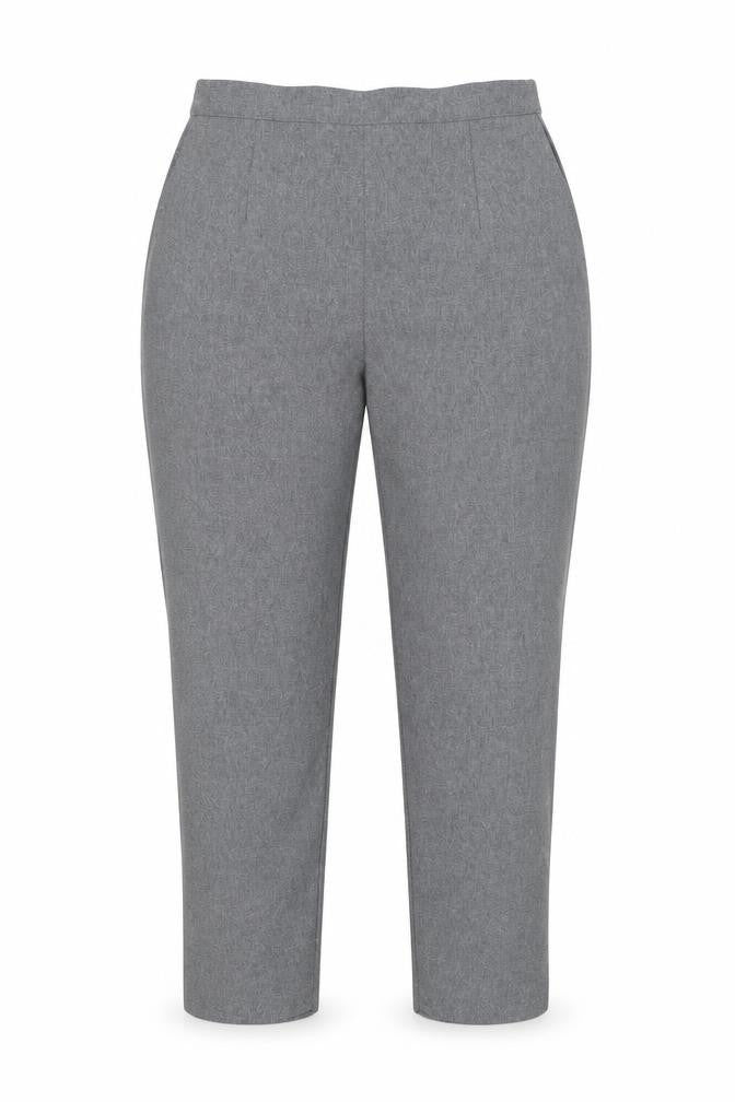 Front view of Essentials women’s grey trousers, size UK 18, 26-inch leg