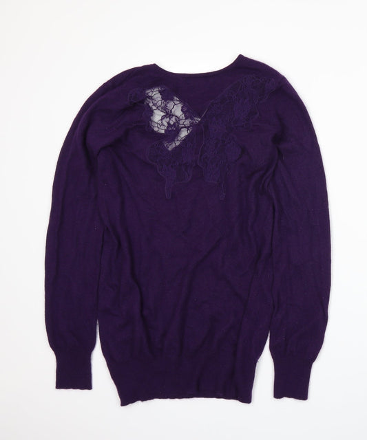 Gharani Strok Womens Purple  Knit Pullover Jumper Size M