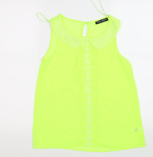 Select Womens Yellow Floral Chiffon Tunic Tank Size 6  - neon