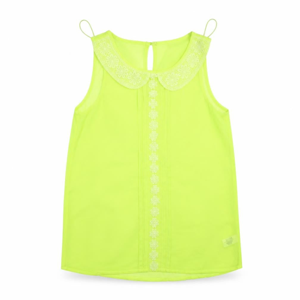 Select Womens Yellow Floral Chiffon Tunic Tank Size 6  - neon