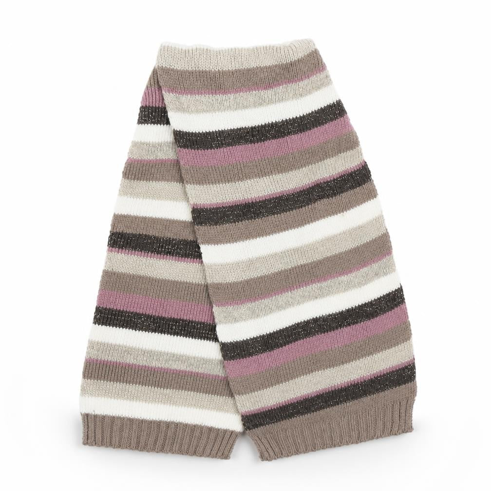 Front view of gergeo girls’ brown striped knit scarf scarves & wraps one size