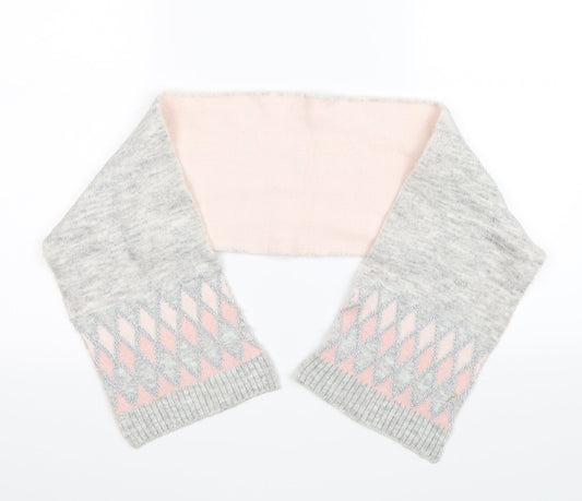 Preworn Girls Grey Geometric Knit Scarf Scarves & Wraps One Size