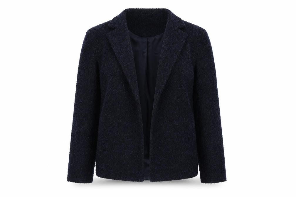 Front view of Papaya women’s blue knit jacket blazer, size UK 8