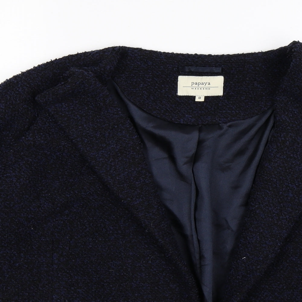 Papaya Womens Blue  Knit Jacket Blazer Size 8