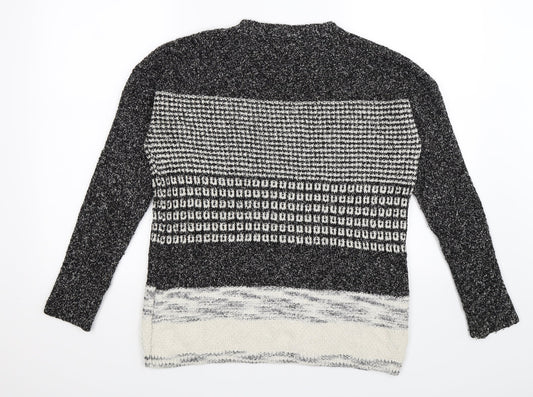 papay Womens Grey Striped Knit Pullover Jumper Size S