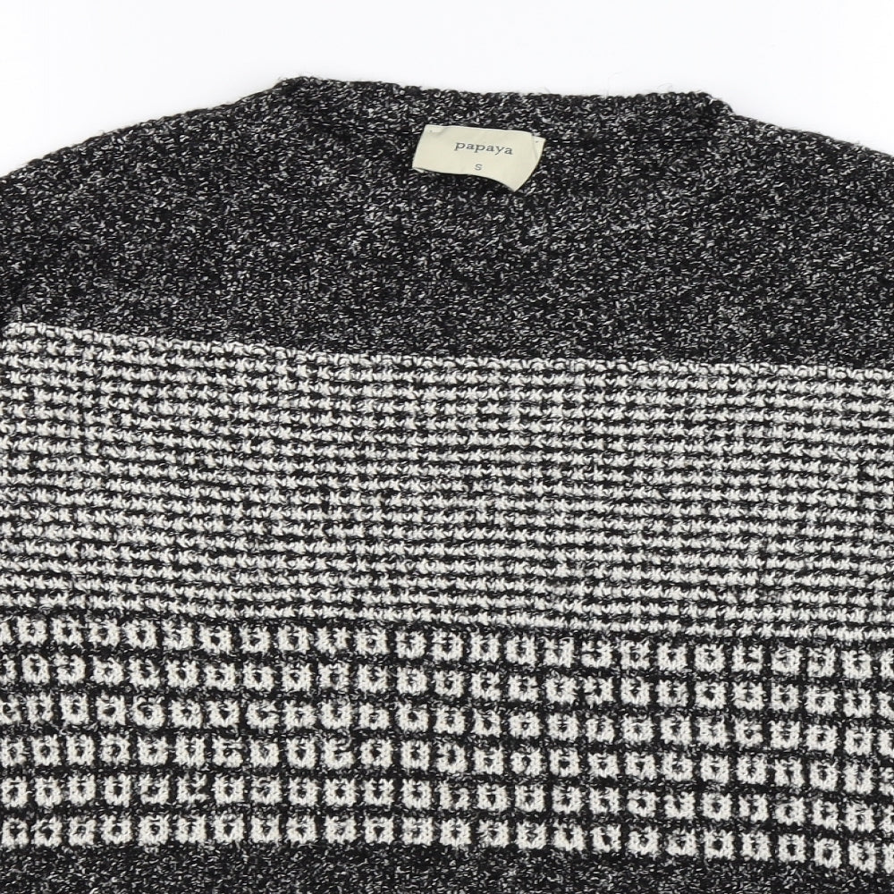 papay Womens Grey Striped Knit Pullover Jumper Size S
