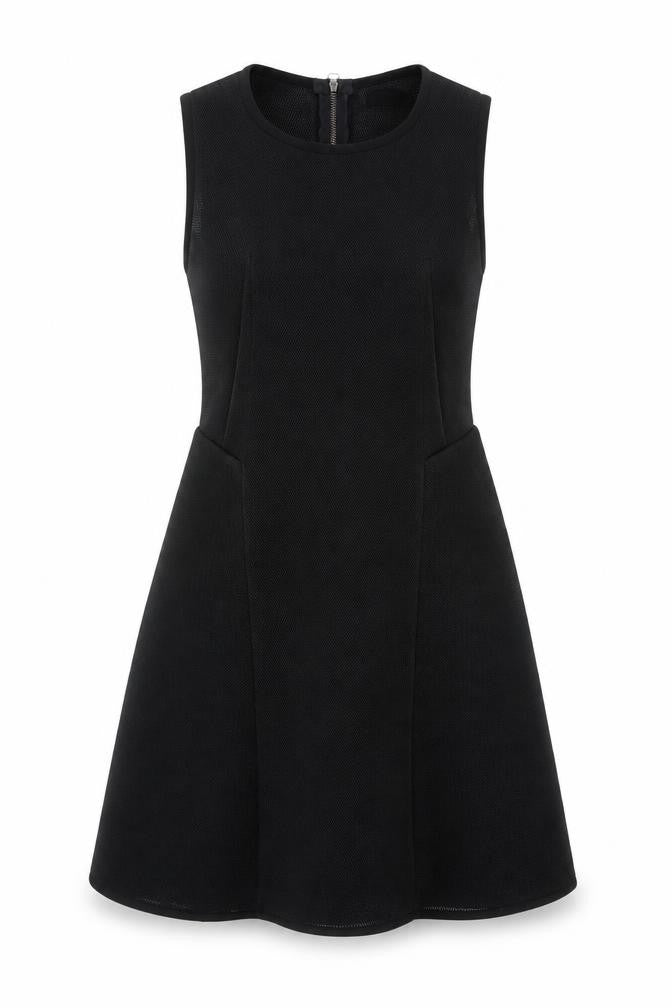 Front view of Sophyline & Co women’s black shirt dress, size S, - sheer