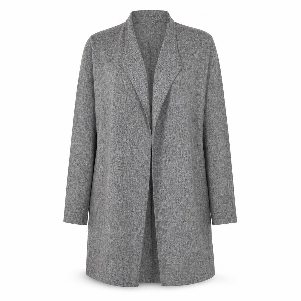 Front view of Preworn women’s grey geometric cardigan jumper, size L