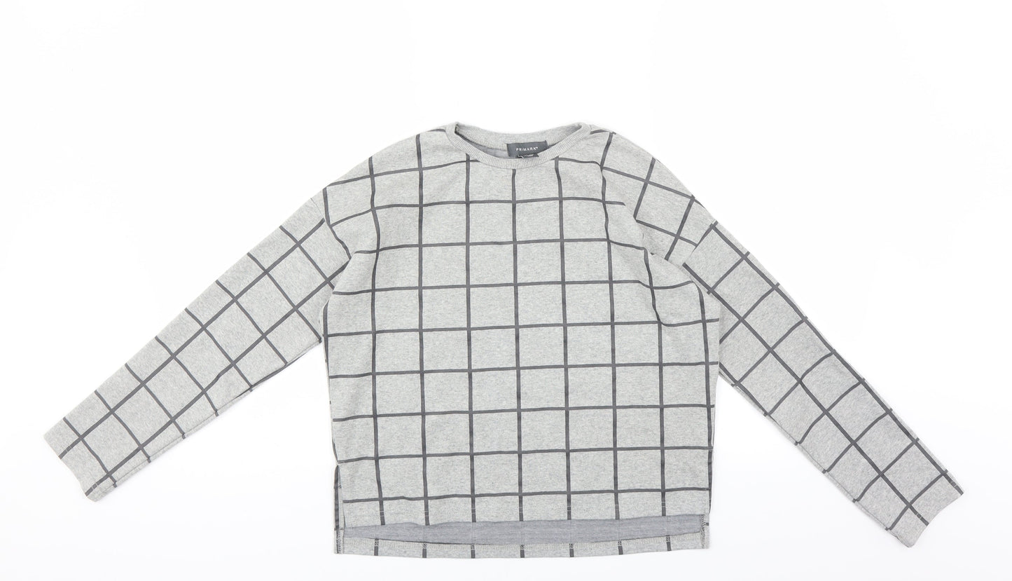 Primark Womens Grey Check  Pullover Sweatshirt Size 4