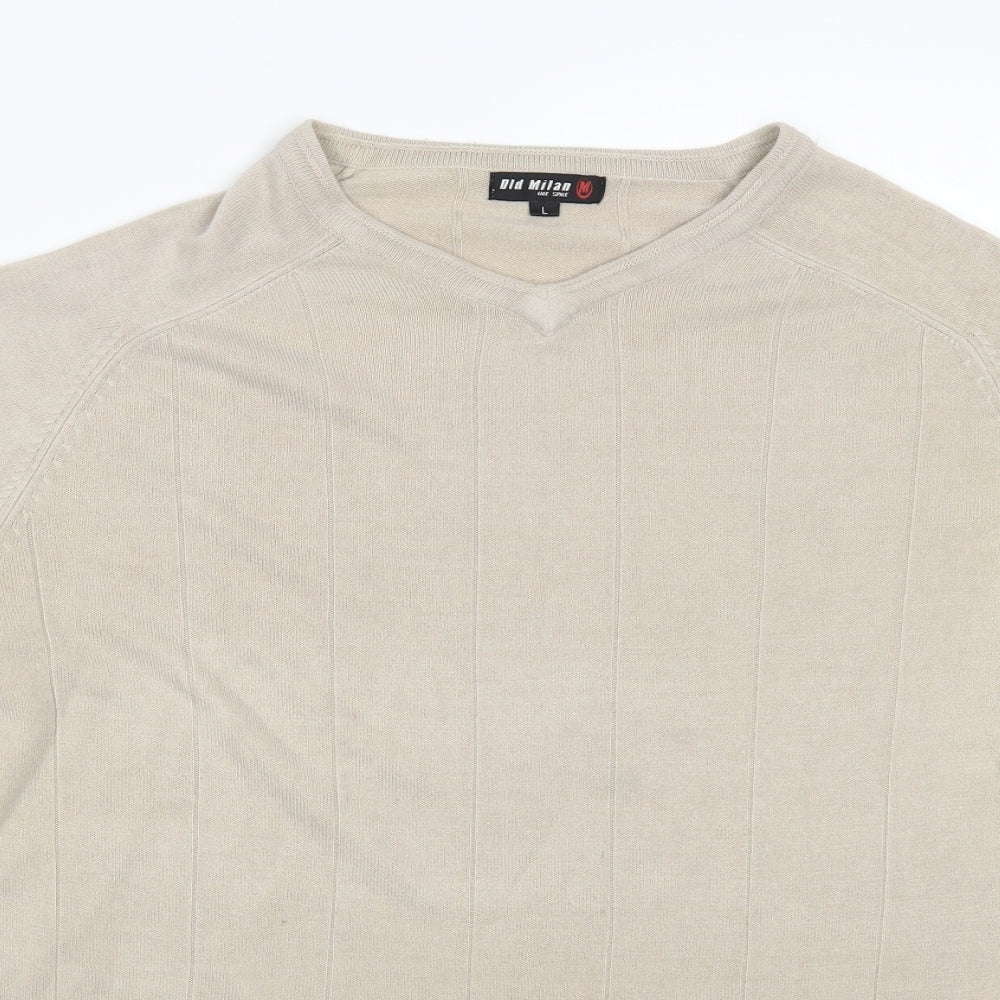 Old Milan Mens Beige   Pullover Jumper Size L